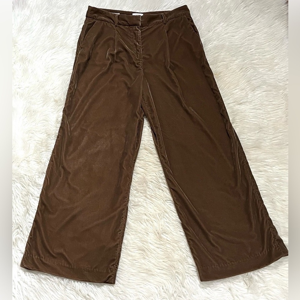 LOFT Ann Taylor Velvet High Rise Wide Leg Trousers Pants